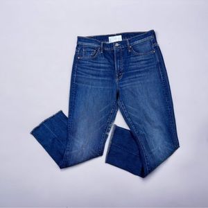 Mother Supreme Insider Crop High Rise Step Fray Hem Jeans